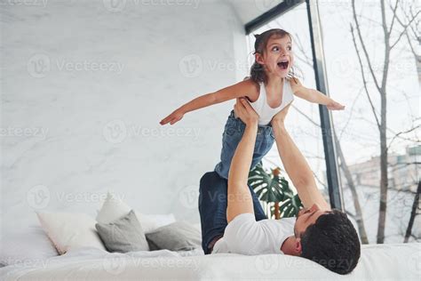 Happy father with his daughter have fun at home together 15255521 Stock
