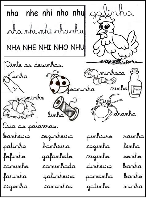 Lista De Palavras Com Nh - Mundo infantil 2º ano: Lista de palavras com ch, nh e lh para pasta de ...