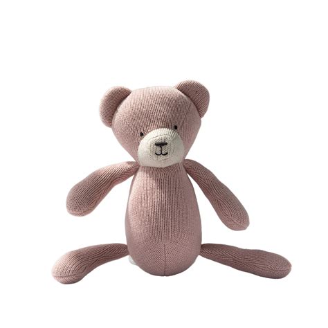 teddy plush pink knit soft toy  babies pink lemonade