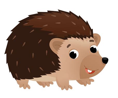 Мультяшная Сцена С Веселым Ежиком На Белом Фоне — стоковая векторная ...