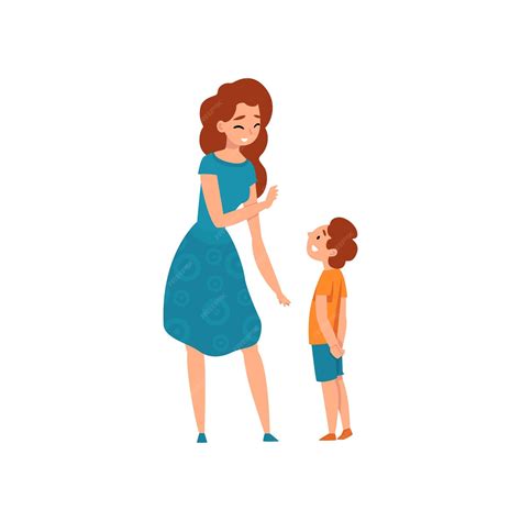Madre hablando con su hijo mamá pasando un buen rato con su hijo vector