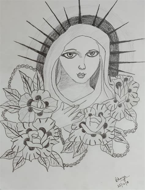 Mother Mary Drawing at PaintingValley.com | Explore collection of ...
