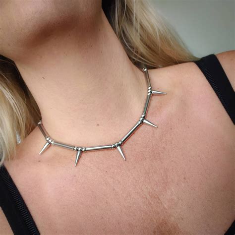 Spike Necklace Silver Spike Choker Punk Jewelry Punk - Etsy