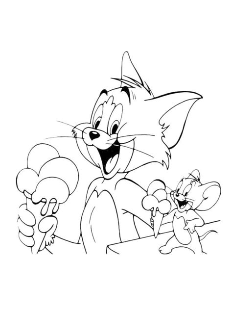 Online coloring pages Tom, Coloring Tom and Jerry eat ice cream Tom and ...