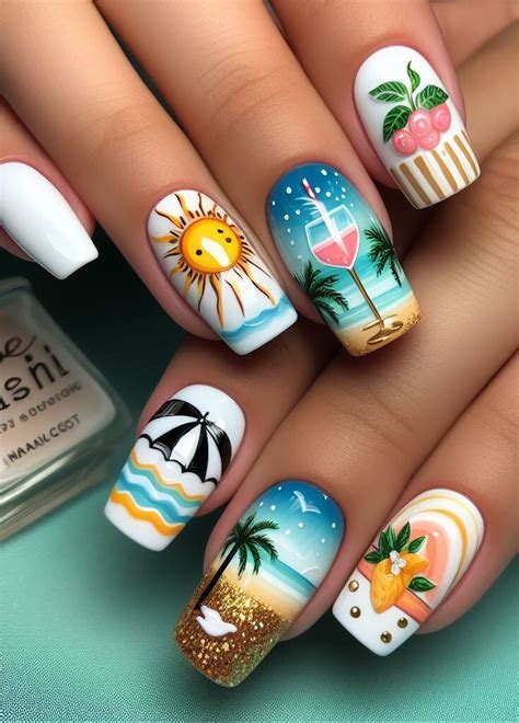 set  summer   super cute beach nail trends