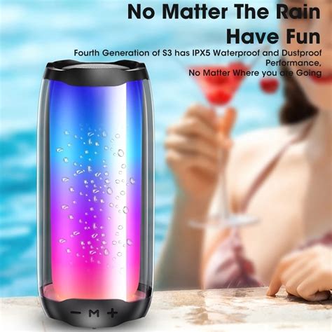 NBY 8892 LED IPX5 Waterproof Portable Wireless Bluetooth Speaker (Black ...
