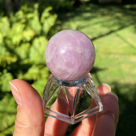 kunzite sphere chatoyancy mm  inches  stand etsy