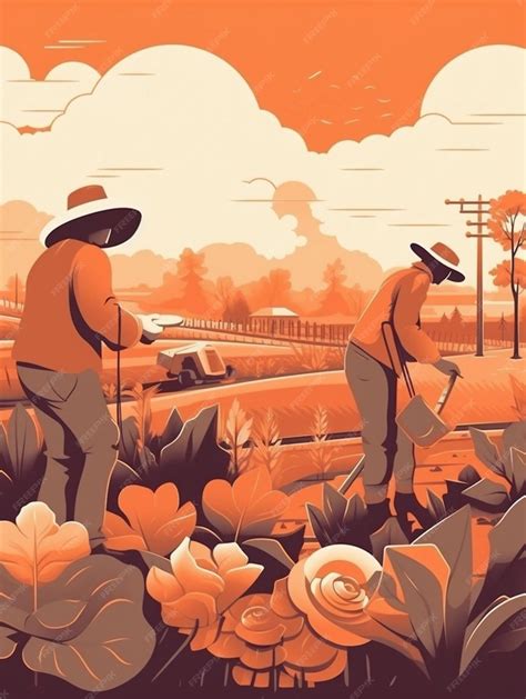 Premium Vector | Farmers work hard in the countryside