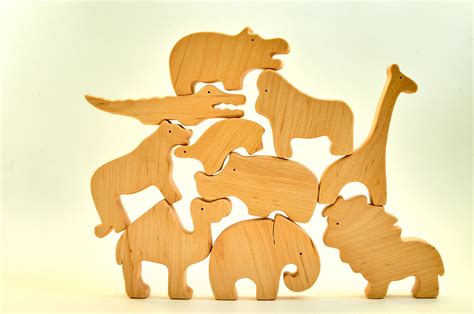 Wooden set of Zoo animals Wooden toys Organic toys for baby | Etsy