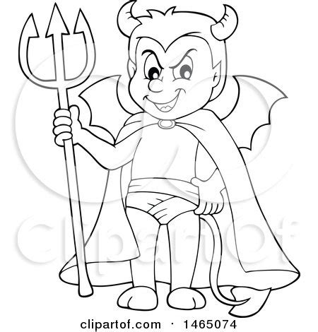 Clipart of a Black and White Devil - Royalty Free Vector Illustration ...