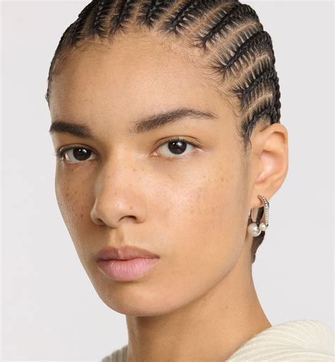 Medium Dior Tribales New Look Earrings Silver-Finish Metal with White