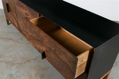 Modern Industry Taper Series Media Console with Doors and Drawers at