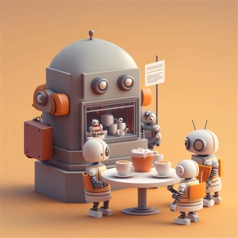 Premium AI Image | Robot cafe with a sign that says robot cafe.
