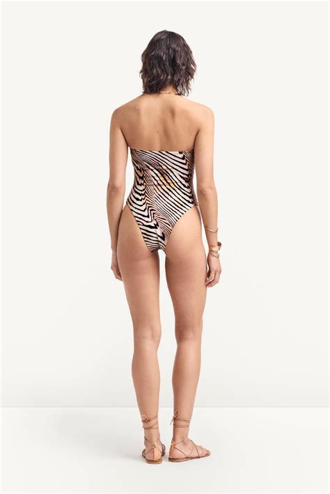 Vitamin A Classic Bandeau One Piece Shell Stripe EcoShimmer
