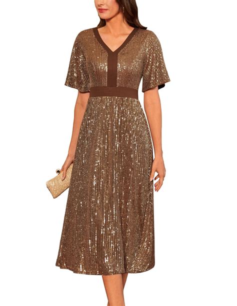 Women's Prom Dress V Neck Mother of The Groom Dresses Brown XL for sale