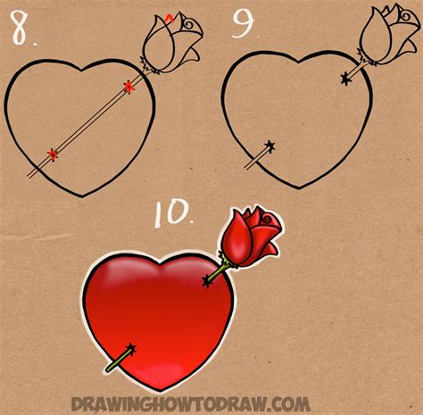 draw  rose   heart