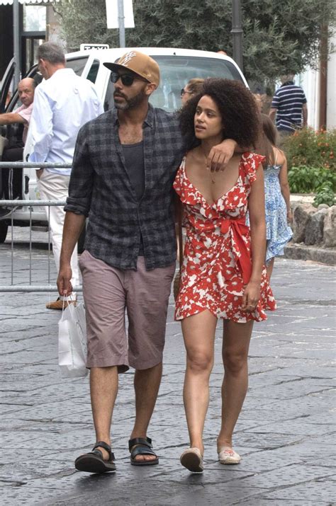 Nathalie Emmanuel in a Short Floral Print Dress Out in Ischia, Italy 07 ...