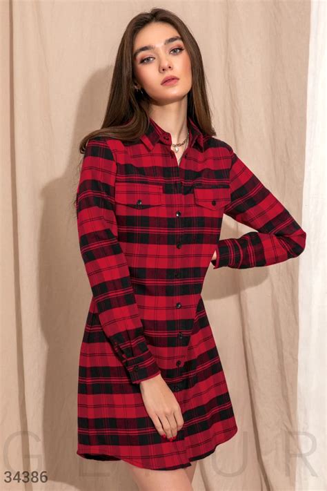 Платье-рубашка в клетчатый принт (№ 34386) ♡ Gepur - women clothes store