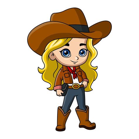 Cute cowgirl cartoon on white background 39629617 Vector Art at Vecteezy