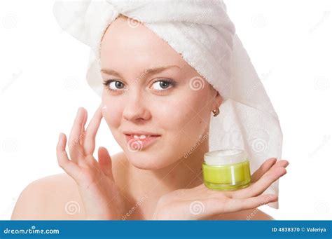 Young girl and cream. stock photo. Image of lifestyles - 4838370