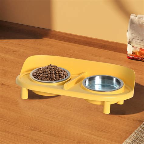 Mess Proof Cat Bowls , No Spill Feeding Station, Stainless Steel Dishes