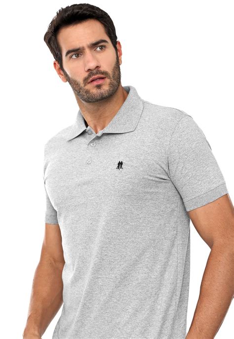 Camisa Polo Polo Wear Reta Logo Bordado Cinza - Compre Agora | Kanui Brasil