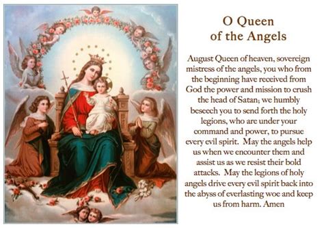 O Queen of the Angels | Catholic prayers, Catholic prayer, Prayer cards