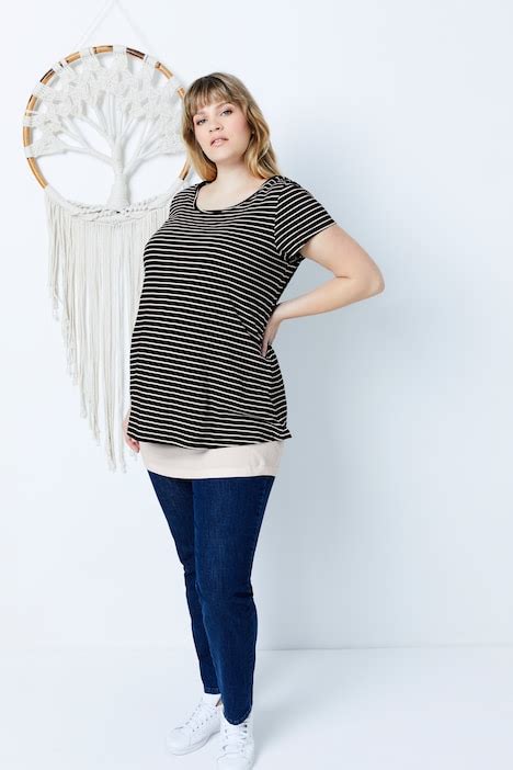 T-shirt Bellieva, superposition, T-shirt à rayures, top plus long en ...