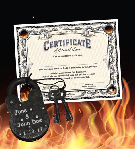 Locks of Love Bridge Certificate & Lock