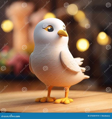 Wooden Gull Figurine: Cartoon Realism With Disney Animation Style Stock ...