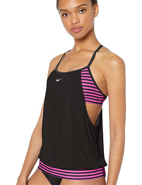 Nike Swim Women's Layered Sport Tankini Swimsuit Set, Fuchsia, Black ...