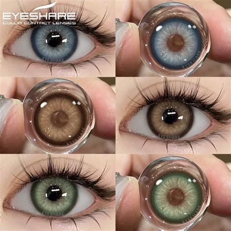 Цветные контактные линзы EYESHARE, 1 пара, натуральные линзы для глаз ...