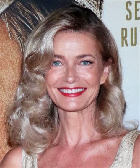 Paulina Porizkova Long Curly Grey Hairstyle with Side Swept Bangs and ...