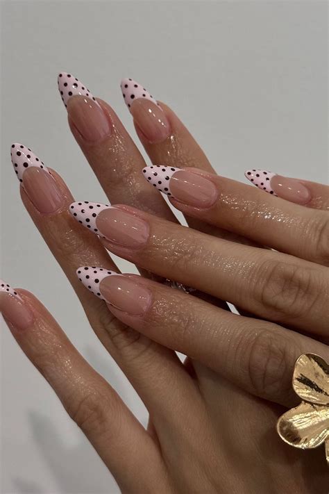 playful french tip  polka dots nails ideas   season
