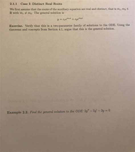Solved 2.1.1 Case I: Distinct Real Roots We first assume | Chegg.com