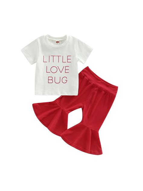 jaweiwi Valentine's Day Baby Girls Outfits Set Letters Print Short ...