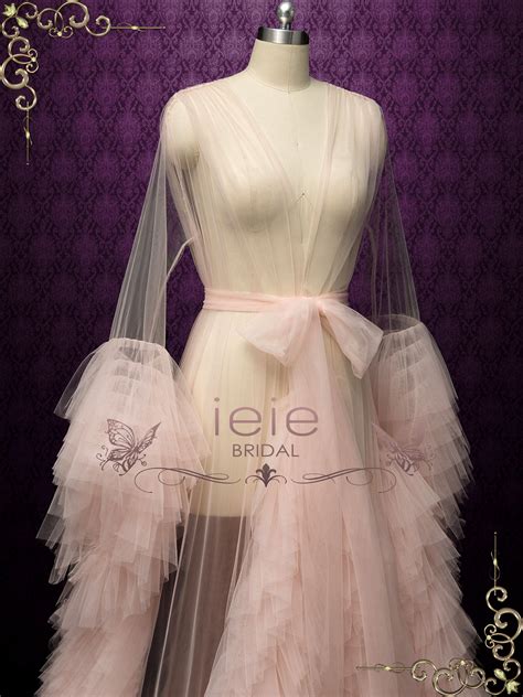 Blush Tulle Robe with Ruffles – ieie Bridal