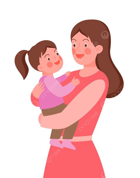 Mother And Daughter Clipart Transparent PNG Hd, Vector Flat Mother