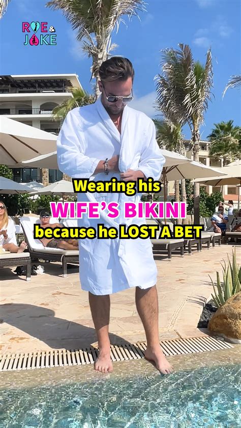 He wore his wife's bikini to the pool after losing a bet 😂 | He wore