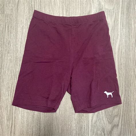 Victoria Secret Pink biker shorts (burgundy), size... - Depop