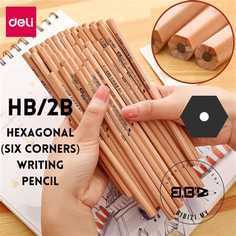 Deli HB/2B Pencil 12/30/50/72Sticks HB/2B Hexagonal Pencil School ...