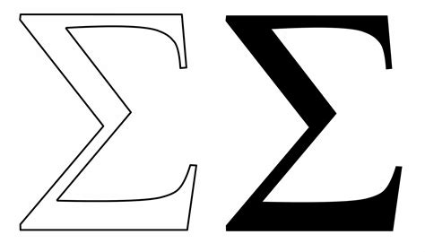 outline sigma symbol set isolated  white background  vector