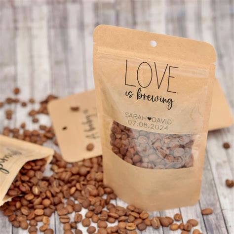 Love is Brewing Wedding Favor Coffee Bags, Custom Coffee Pouches