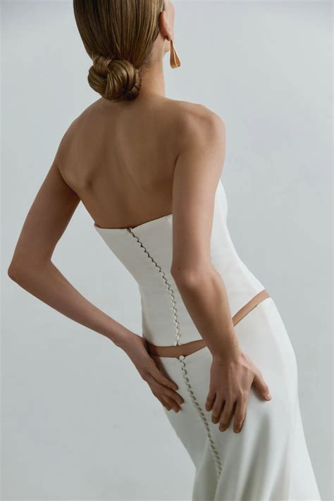 Minimalist Two-piece Wedding Dress Modern Crepe Bridal Separates