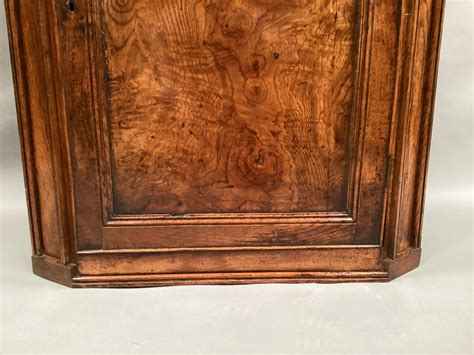 Late Georgian Burr Elm Hanging Corner Cupboard