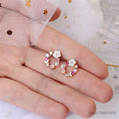 Настоящее 925 пробы, серебряные серьги, красивая бабочка, цветные цветы ...