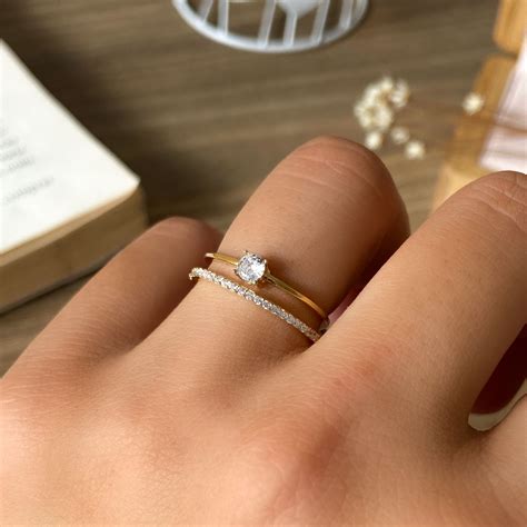 anel de noivado banhado em ouro  aro duplo hope joias anel