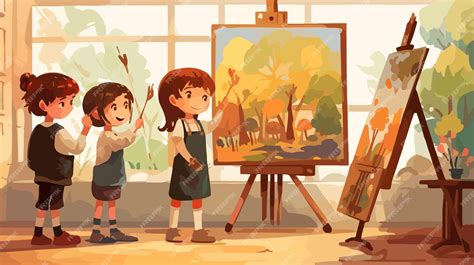 Children Painting Masterclass Art Activity | Premium AI-generated vector