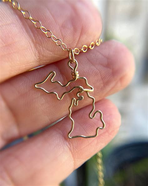 Michigan Necklace - Michigan State Necklace - Michigan Outline Necklace