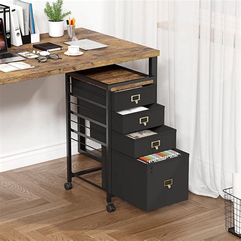 Walmart 4 Drawer File Cabinet with Metal Locking Wheels, Mobile Filing